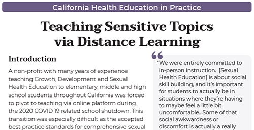 Teaching Sensitive Topics via Distance Learning